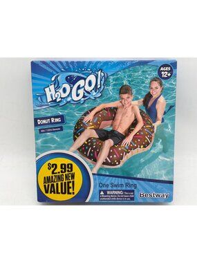 H2O Go! Donut Swim Ring 42" Diameter Sturdy Vinyl Ages 12+ By Bestway